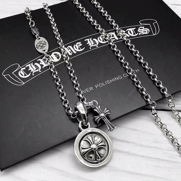 

factory wholesale s925 croquet cross six pointed star anchor rotation pendant personality scout flower necklace men's and women's