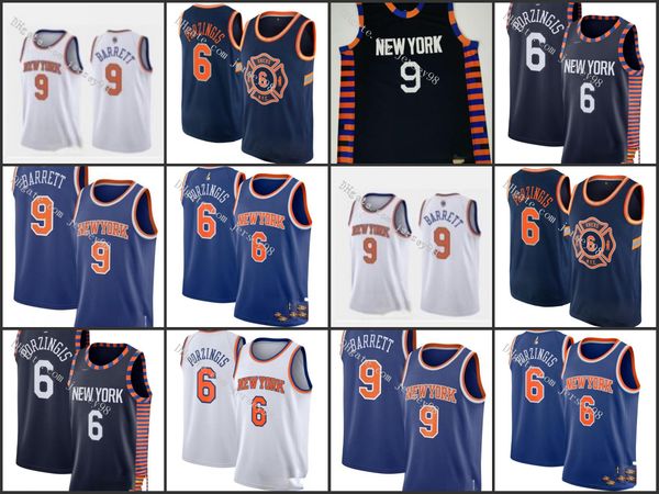 

new york knicks men 6 elfrid payton 9 rj barrett retro basketball jersey, Black