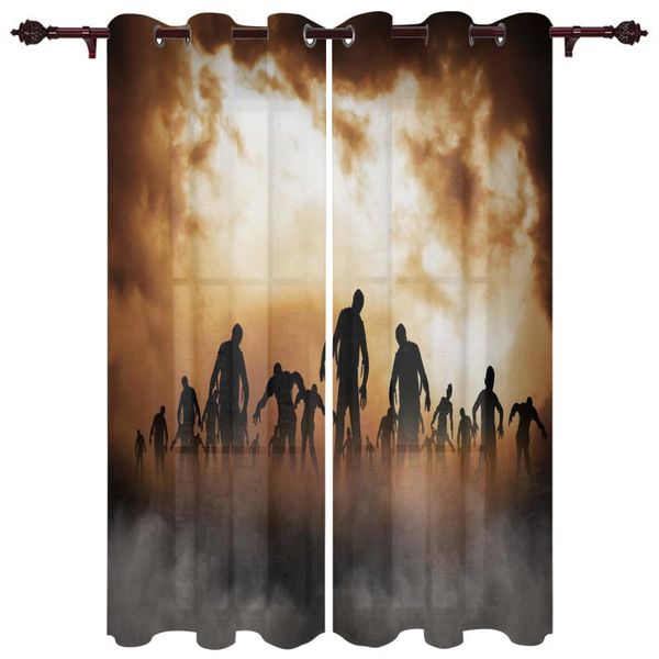 

luxury modern window curtains halloween zombie horror bedroom living room dining decoration translucent beautiful curtain & drapes