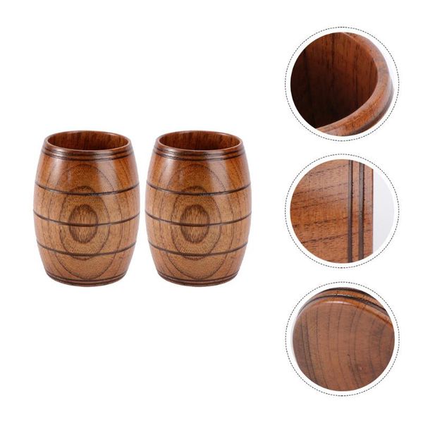 

cups & saucers 2pcs wooden classic containers for coffee beer tea water