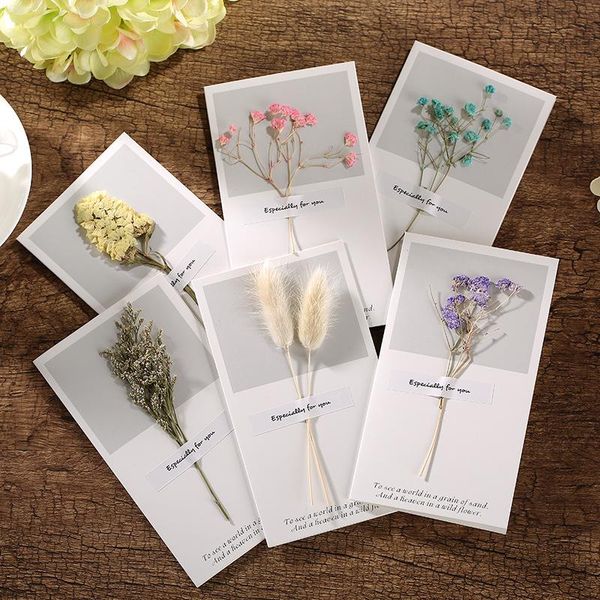 

greeting cards dried flowers card diy retro kraft paper hand -dried decor 1