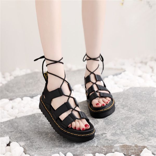 

summer fashion women roman sandal black gladiator sandals women ankle strap platform sandals for female sandalias romanas mujer