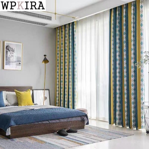 

thickened chenille vertical stripe curtain for living room luxury stitching drape window bedroom blackout fabric s185#c & drapes
