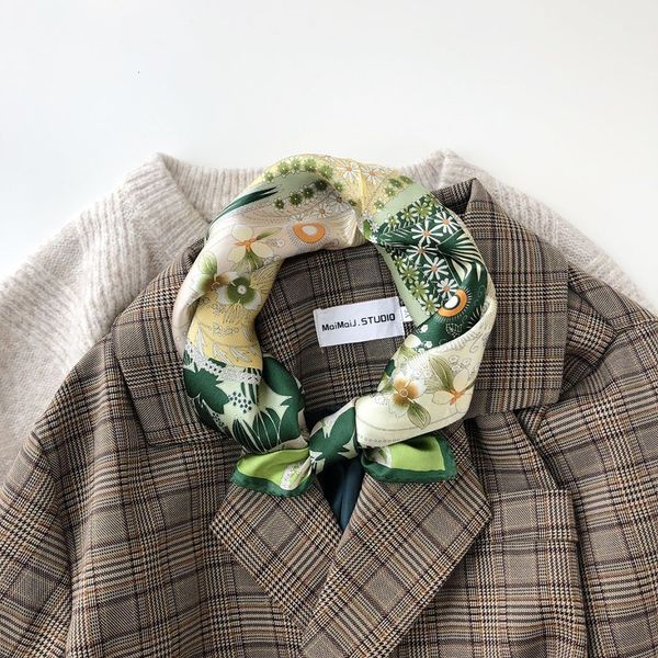 

2021 cross mirror hangzhou spring summer autumn mulberry flower lady silk scarf, Blue;gray