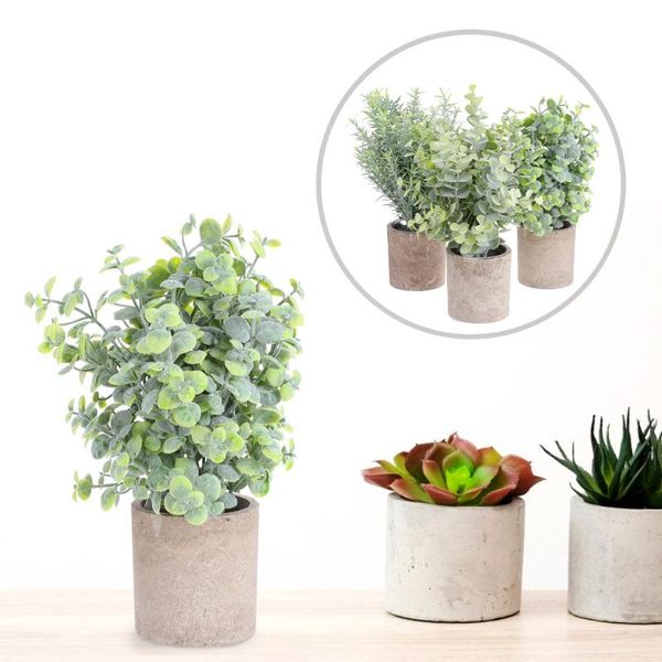 

3pcs artificial green pot plants simulation plant bonsai indoor home decoration decorative flowers & wreaths