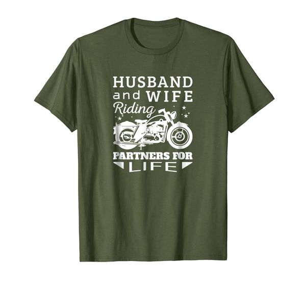 

husband and wife riding partners for life motorcycle shirt, White;black