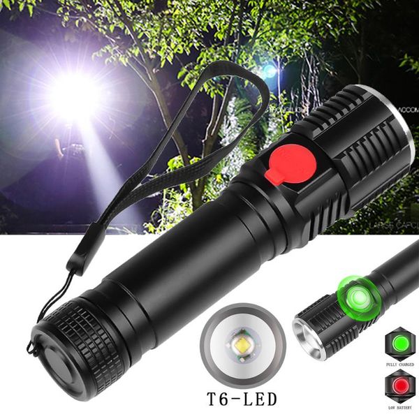 

zoomable t6 led rechargeable torch work light camp flashlights torches