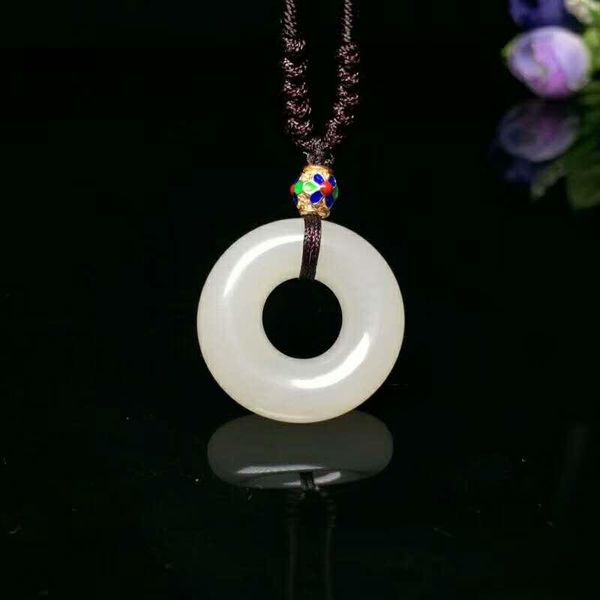 

lockets h7#hetian jade ornaments ring safe donut pendant), Silver