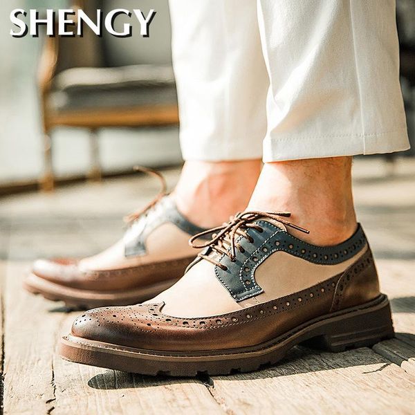 

fashion mens shoes luxury party nightclub men dress brogue carved thick bottom comfortable outdoor, Black