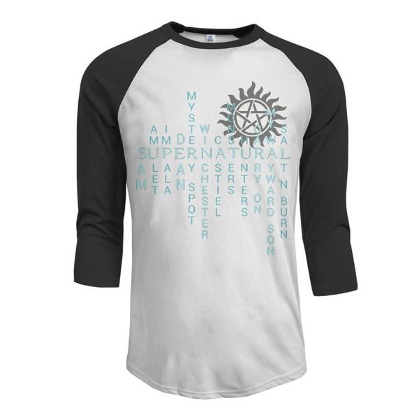 

men's t-shirts short-sleeved t-shirt letter00004supernatural raglan sleeves baseball, White;black