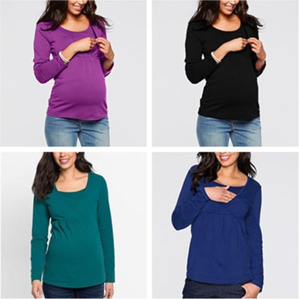 

maternity & tees spring and autumn summer dress european american crewneck long sleeve home breastfeeding, White
