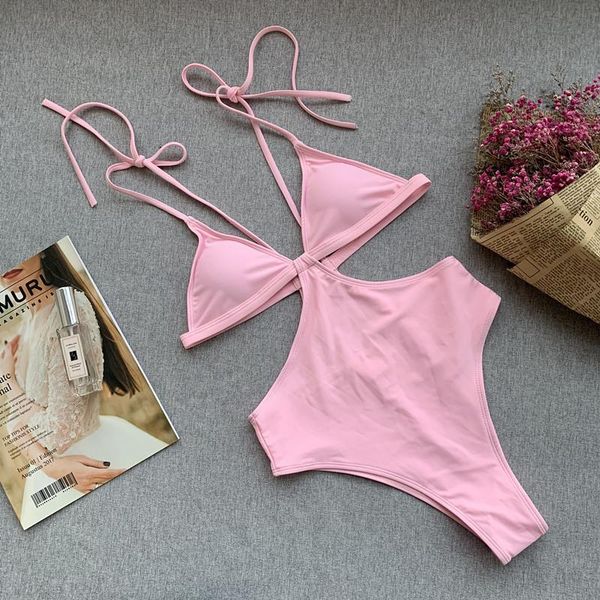 

swimming suit for female hollow out bikini orange swimwear women leopard print one piece swimsuit bandage bathing one-piece suits