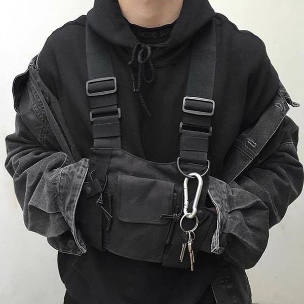 

backpack fashion hip hop streetwear vest chest bag for women functional waistcoat tactical bags men black rig 233