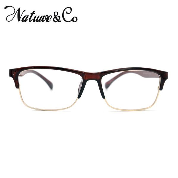 

fashion sunglasses frames natuwe&co vintage retro rectangle glasses frame half rim men women eyeglasses, Black