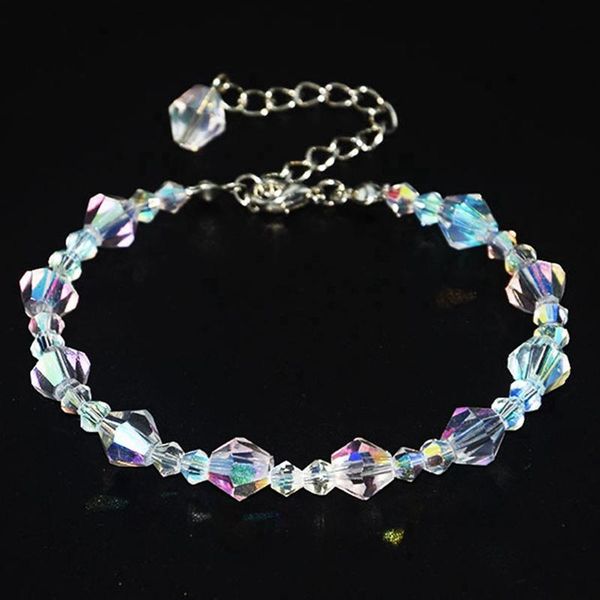 

charm bracelets 2021 square crystal bracelet link chain women geometric cute romantic all compatible, Golden;silver