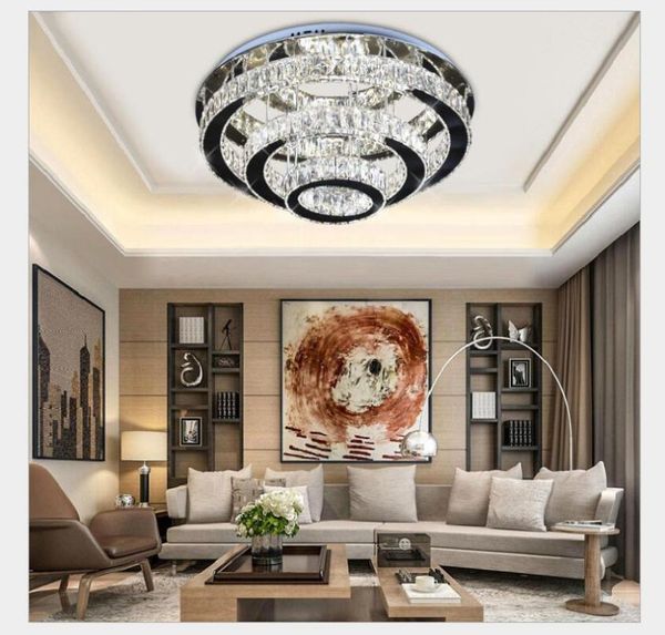 

ceiling lights modern d55cm stainless steel de crystal deco for living room luminaria cristal lamps ac led