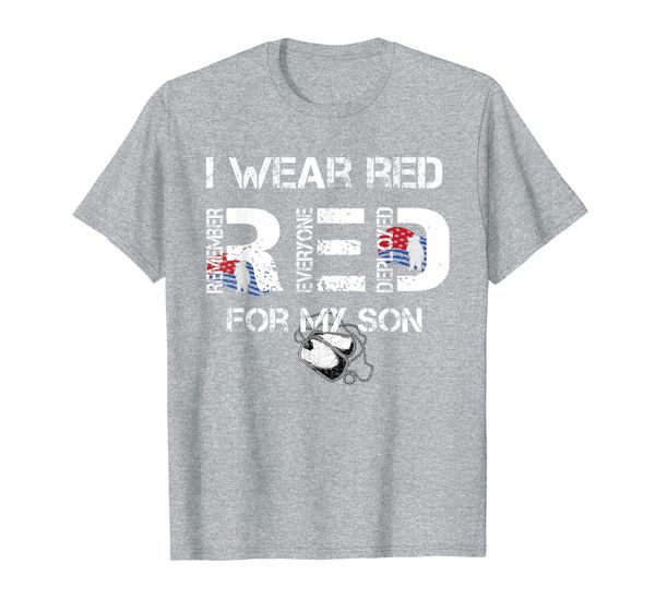 

red friday military mom design women's i wear red for my son t-shirt, White;black