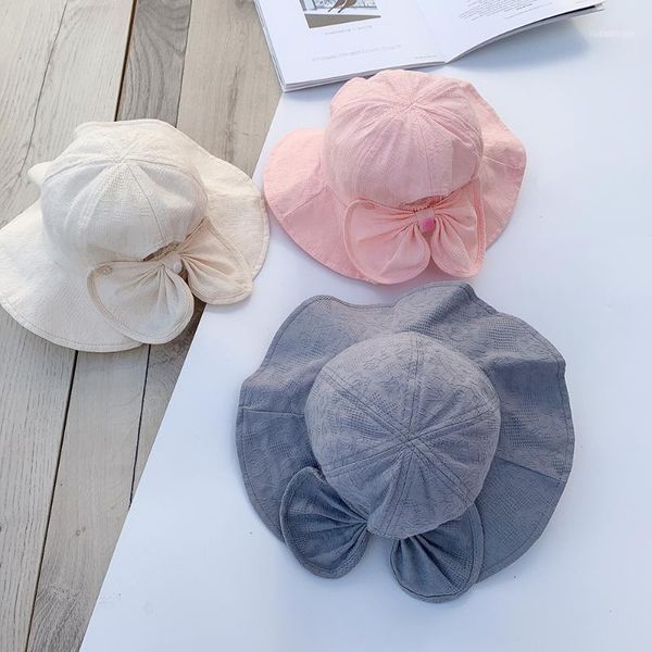 

caps & hats outdoor baby bucket hat infant girls fisherman sun cotton children cap kids princess beach bow girl1, Yellow