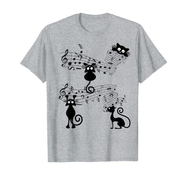 

cat kitty playing music note t-shirt black cat lover gift t-shirt, White;black