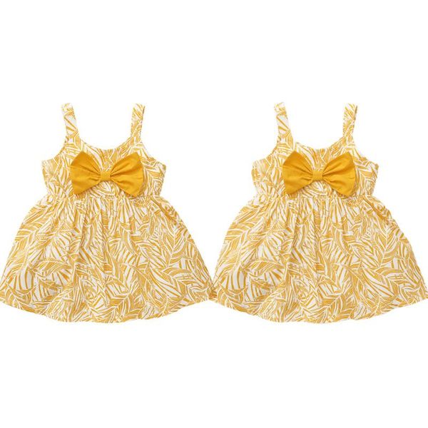 

girl's dresses kids girls summer party cami sleeveless bowknot princess dress casual loose fit beach wedding, Red;yellow