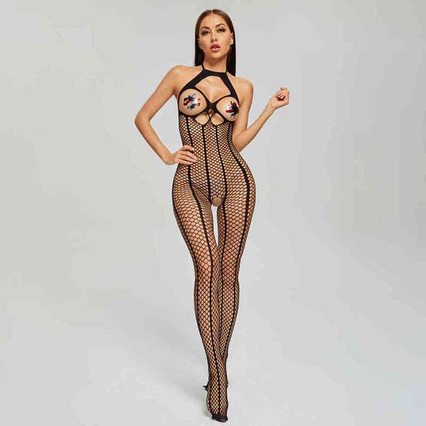 

nxy set bodystockings lingerie bodysuit underwear women fishnet open bra crotchless catsuit mesh tights erotic babydoll teddies 1202, Red;black