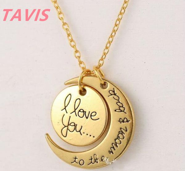 

letters necklace gold alloy moon necklace i love you to the moon and back for sister family pendant link chain lover letters necklace gold, Silver