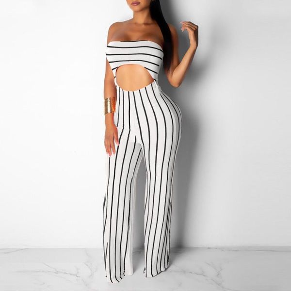 

women's jumpsuits & rompers wome bodysuit fashion summer striped playsuits sleeveless wrap chest jumpsuitn's streetwear #50, Black;white