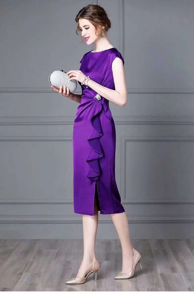 

capris 2021 summer fashion bodycon women ruffles floral patchwork split midi party pencil purple xxl size, Black;gray