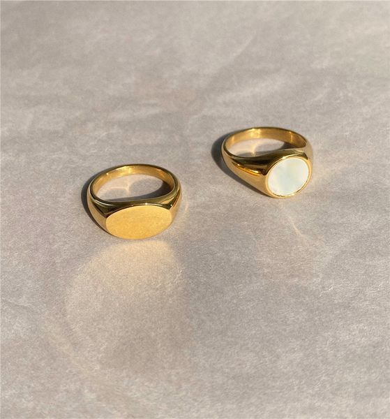 

titanium steel smooth surface 18k gold plated ring for women, Silver