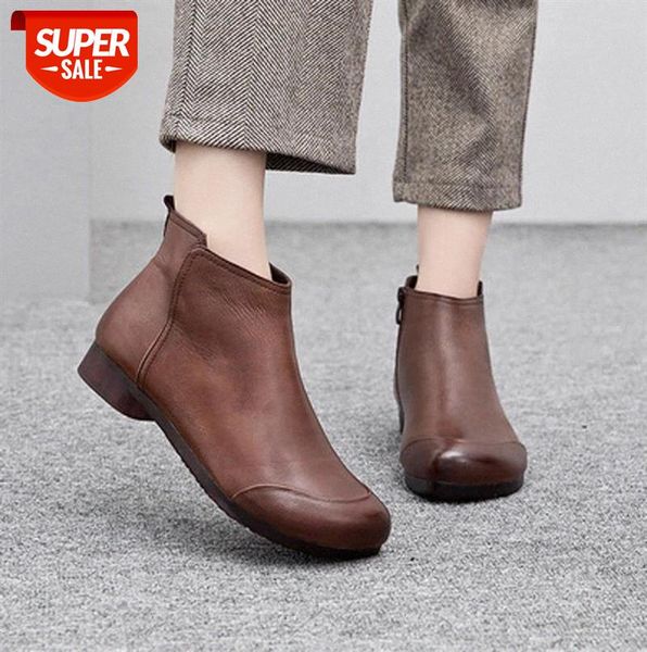 

Warm Ankle Boots Women PU Leather Women New Winter Boots Zipper Vintage Punk Flat Ladies Shoes Woman Botas Mujer #6y8W