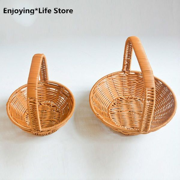 

storage baskets rural style portable picnic basket environmental protection material rattan fruit country picking