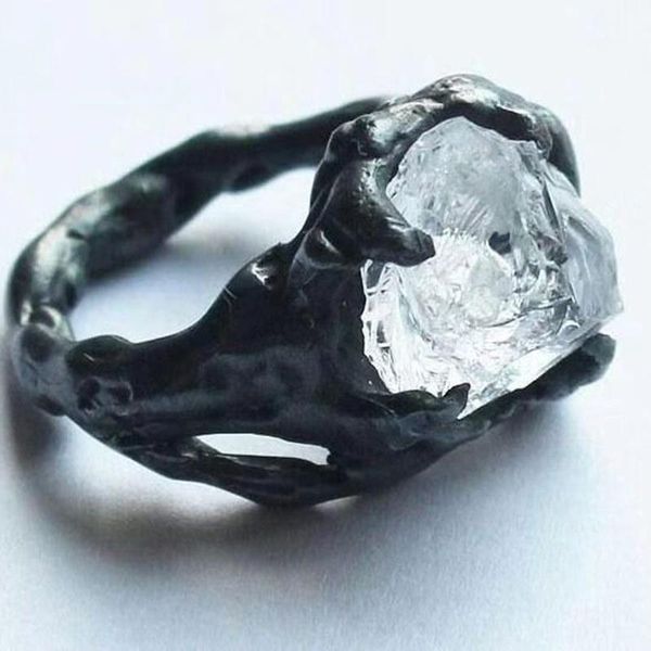 

wedding rings unusual for women vintage punk black gold color irregular crystal stone jewelry gifts wholesale gothic accessories kbr339, Slivery;golden