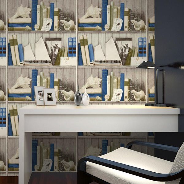 

wallpapers personalized nordic wallpaper roll modern wood bookshelf pvc for walls board wall paper boy study bedroom