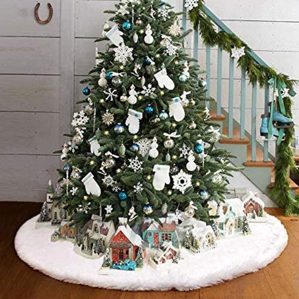 

christmas decorations faroot tree plush skirt snowy white luxury faux fur xmas mat for holiday decoration