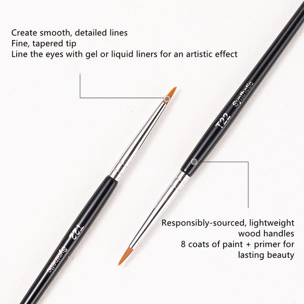 Pennello per trucco T22 Fine Liner - Perfect Eyeliner Cosmetics Tools Crea linee lisce e dettagliate con gel o prodotti liquidi