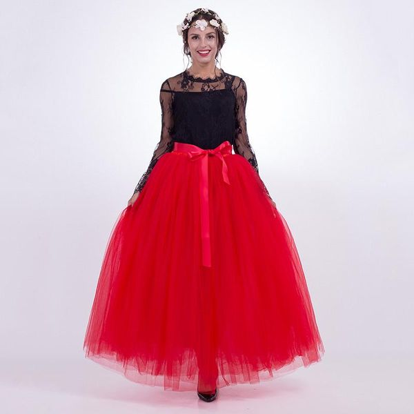 

skirts 2021fashiong a line skirt for women puffy draped tulle mesh prom party tiered long tutu costume, Black