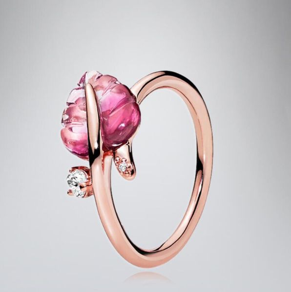 

s925 sterling silver red heart diamond ring set original box for pandora women wedding 18k rose gold rings fashion jewelry, Slivery;golden