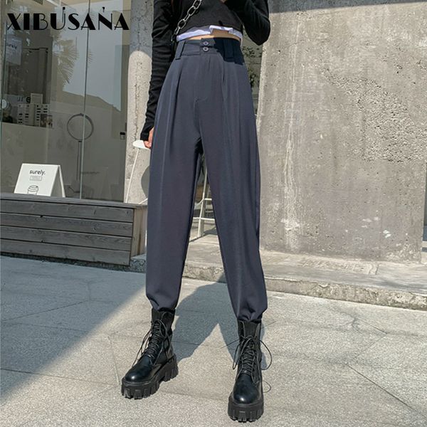 

women ol style loose suit pant spring autumn high waist harem pants female street wear mujer pantalon fashion drop 210423, Black;white