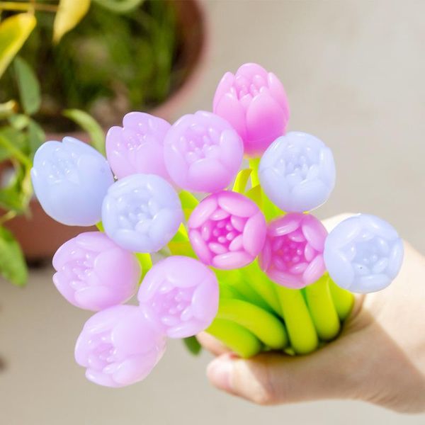 

gel pens creative encounter light color tulip silicone pen small fresh cute student exam writing school office supply