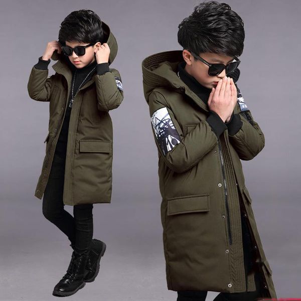 

boys coat teenager down winter jacket children outerwear 5-14 years old big boy clothing coldproof clothes parka, Blue;gray