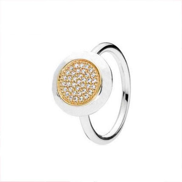 

authentic 925 sterling silver pan ring fashion versatile classic elegant round for women wedding party jewelry cluster rings, Golden;silver