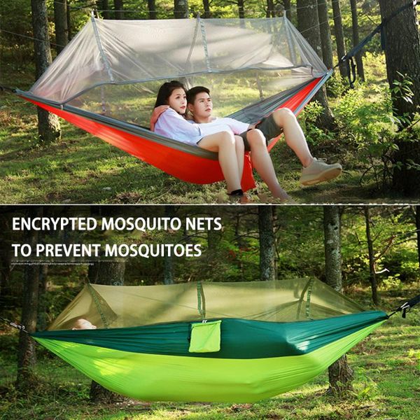 

camp furniture camping hammock with mosquito net -up light portable outdoor parachute hammocks for swing sleeping supplies 1