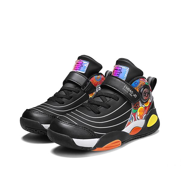 

kids basketball shoes boys outdoor sports shoe for children casual warm sneaker leather anti-slippery fashion tenis infantil menino, Black