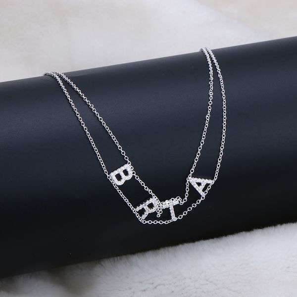 

name letter necklace 9mm crystal name necklace personalize choker custom women pendant heart necklace joy gifts, Black