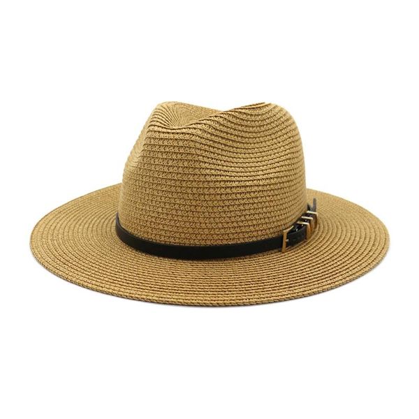 

wide brim hats 2021 for women men panama straw hat summer beach fedora uv sun protection capchapeau femme, Blue;gray
