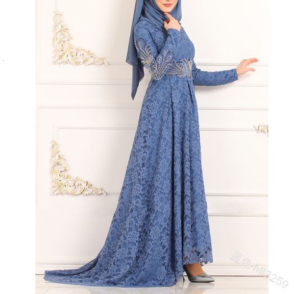 

great swing robe muslim fit maxi party dress women dressed in lace plus size abaya arab high waist, Black;gray