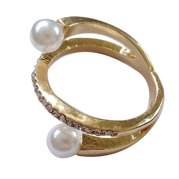 

cluster rings fashion temperament lady sense pearl inlay repair finger ring girl sweet and elegant wear gift jewelry, Golden;silver