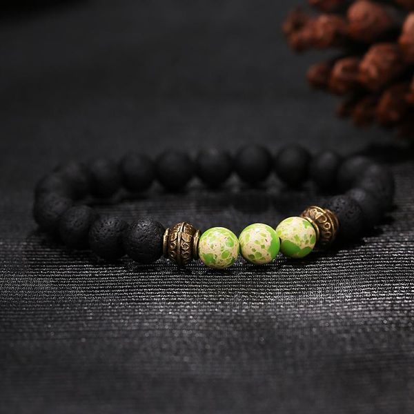 

7-8mm lava stone beads bracelet men strand bracelets for women handmade 2021 jewelry charm cuff wristband adjustable beaded, strands, Black