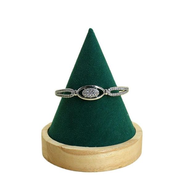 

bangle classic fashion luxury girls oval cuff pulseras pulseiras para mulher jewelry cubic zirconia bracelet bangles for women, Black