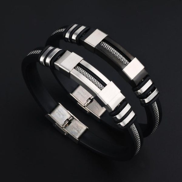 

charm bracelets kaimin fashion deluxe graphic accessories men's silica gel bracelet women ladies stainless steel combination for birthd, Golden;silver